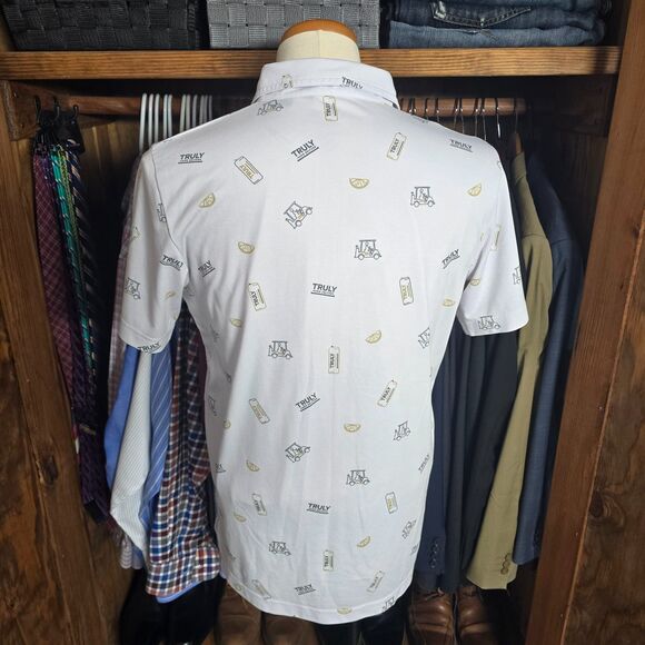 TravisMathew x Truly Men's White Golf Polo M – Limited Edition Promotional Shirt - Picture 2 of 13